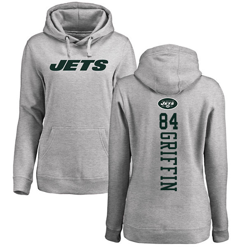 New York Jets Ash Women Ryan Griffin Backer NFL Football #84 Pullover Hoodie Sweatshirts->new york jets->NFL Jersey